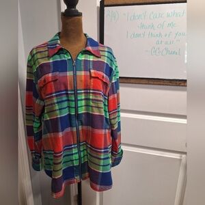 Colorful Plaid Zip-Up Jacket